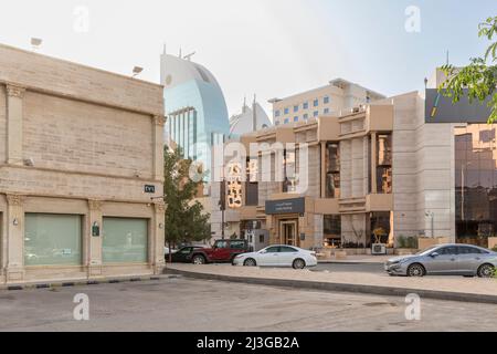 Riyadh, Saudi Arabia, 1st April 2022: street picture of Riyadh, Olaya street Stock Photo