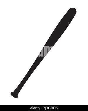 Vector black flat baseball bat silhouette isolated on white background Stock Vector
