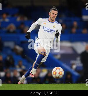 06 April 2022 - Chelsea v Real Madrid - UEFA Champions League - Quarter Final - First Leg - Stamford Bridge  Gareth Bale during the Champions League match against Chelsea Picture Credit : © Mark Pain / Alamy Live News Stock Photo