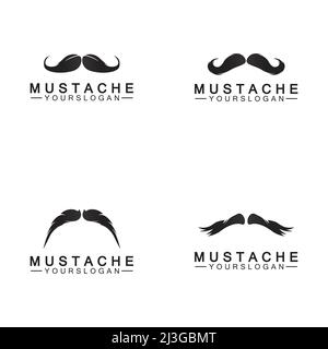 Mustache Vector icon logo design template Stock Vector