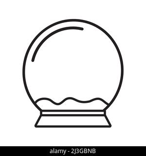 Vector flat black outline empty snow ball template isolated on white background Stock Vector
