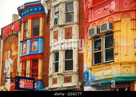 Colorful Storefronts, South Street, Philadelphia Stock Photo