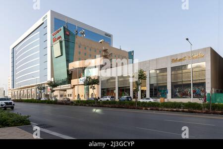 Riyadh, Saudi Arabia, 1st April 2022: street picture of Riyadh, Olaya street Stock Photo