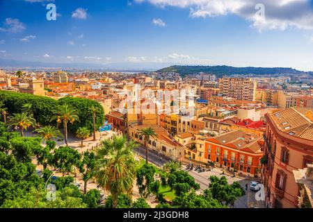 Cagliari, Sardinia, Italy cityscape from above in the morning. Stock Photo