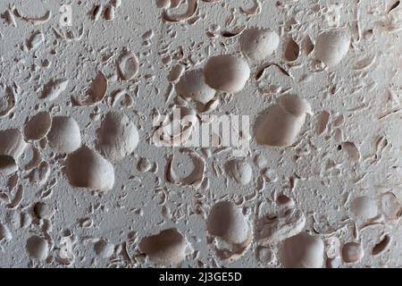 Textured wall lined with shell rock tiles. Stock Photo