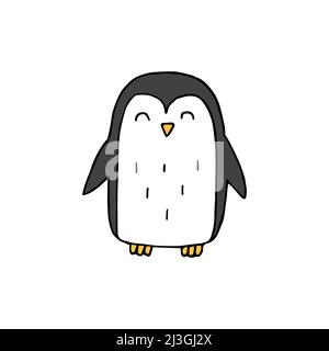 Vector colored hand drawn doodle penguin isolated on white background Stock Vector
