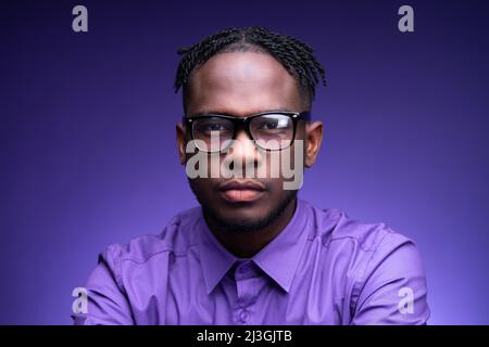 People Fashion Portrait. Business Guy With Glasses Stock Photo
