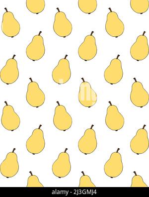Vector seamless pattern of hand drawn sketch doodle colored pear isolated on white background Stock Vector
