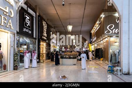Riyadh, Saudi Arabia, 1st April 2022: old local market in Riyadh, Olaya street Stock Photo