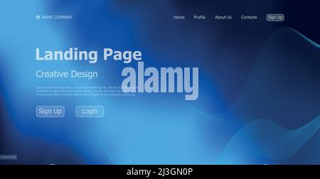 Gradient blue web template landing page digital website landing page design concept - Vector illustration Stock Vector