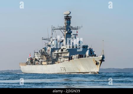 HMS Kent (F78) is a Type 23 frigate operated by the Royal Navy - April 2019. Stock Photo