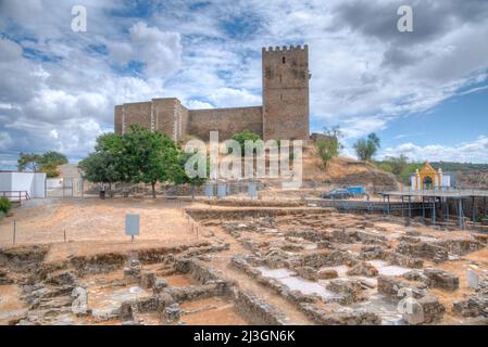 Ruins of Alcacova and an islamic house in Mertola, Portugal. Stock Photo