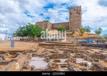 Ruins of Alcacova and an islamic house in Mertola, Portugal. Stock Photo