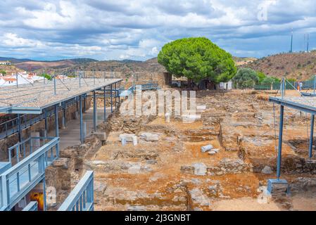 Ruins of Alcacova and an islamic house in Mertola, Portugal. Stock Photo