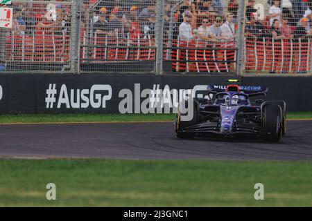 8th April 2022, Albert Park, Melbourne, Australia; FIA Formula 1 Australian Grand Prix, Free Practice sessions; Williams driver Nicholas Latifi during free practice 2 at the Australian Formula 1 Grandprix Stock Photo