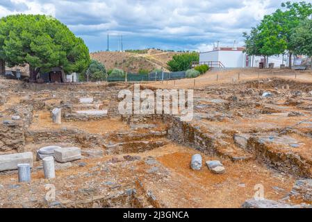 Ruins of Alcacova and an islamic house in Mertola, Portugal. Stock Photo