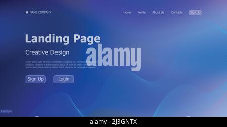 Gradient blue web template landing page digital website landing page design concept - Vector illustration Stock Vector