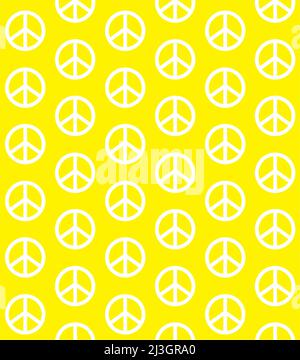 Vector flat white peace symbol isolated on yellow background Stock Vector