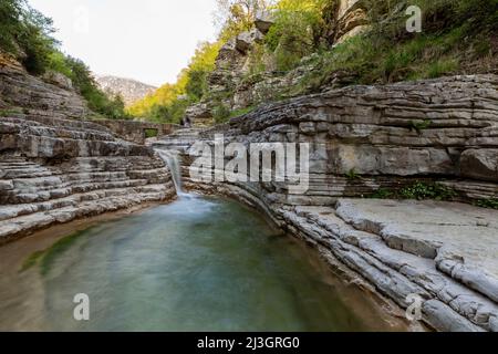 Greece, Epirus region, Zagorohoria Mountains, Vikos Gorge National Park (The deepest gorges in the world), the natural pools of Papingo, called Kolymbithres or Ovidres by the locals Stock Photo