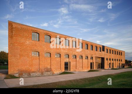 France, Normandy, Eure, Risle Valley, Pont-Audemer, labeled the Most Beautiful Detours of France, nicknamed the Little Venice of Normandy, former cardboard manufacturing plant, transformed into a business incubator in 2013 by architectural firm H2O and Jean-Jacques Hubert Stock Photo