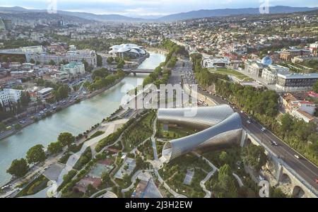 President residence in Tbilisi Georgia aerial drone view Stock Photo