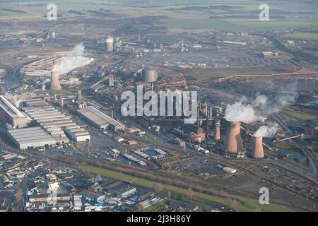 aerial view of Scunthorpe Steel Works, run again by British Steel Stock ...