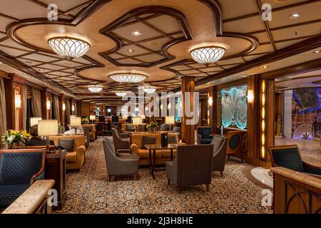 Onboard interiors of the Cunard Vista class cruise ship, Queen Victoria. Stock Photo