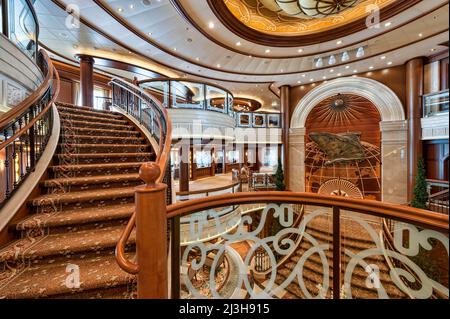 Onboard interiors of the Cunard Vista class cruise ship, Queen Victoria. Stock Photo