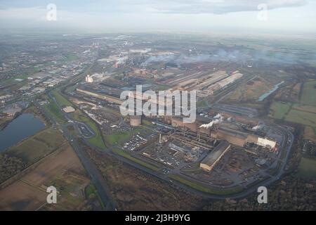 aerial view of Scunthorpe Steel Works, run again by British Steel Stock ...