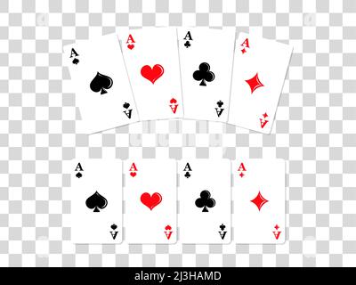 Set of playing card aces in all suits. Vector illustration. EPS10. Stock Vector