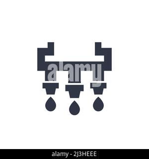 irrigation system and sprinklers icon on white Stock Vector