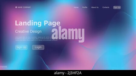 Gradient blue web template landing page digital website landing page design concept - Vector illustration Stock Vector