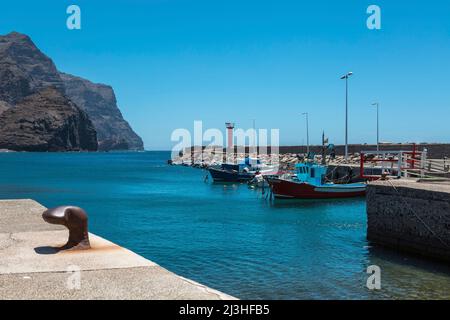Fishing boats in the port of Puerto de la Aldea on the island of Gran Canaria Stock Photo