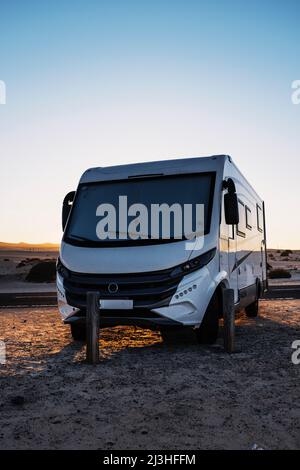 Motorhome, camper, park, offroad, desert, Stock Photo