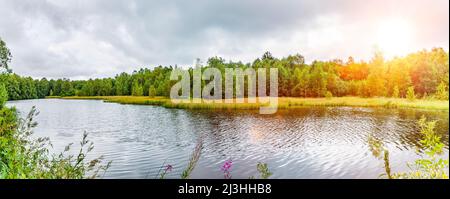 Moor lake in the Red Moor in the Hessian Rhoen Mountains Stock Photo