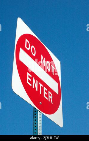 Do not enter sign for drivers to see and follow on one way streets and such Stock Photo