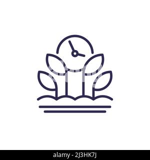 growing crops and time, agriculture line icon Stock Vector