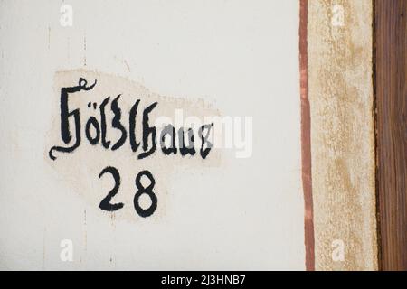 House name "Hölzlhaus" in Mittenwald, Upper Bavaria Stock Photo
