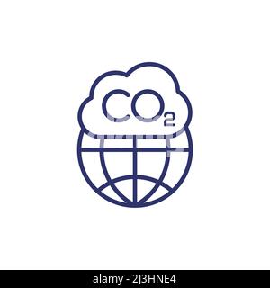 co2 gas, carbon dioxide pollution line icon Stock Vector