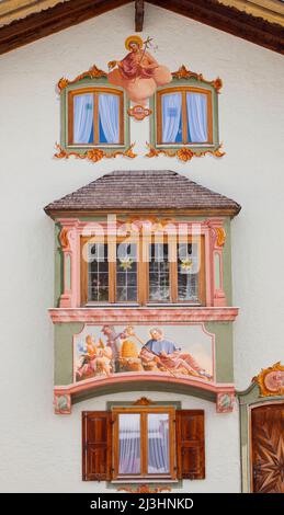 Alpine folk art, Lüftlmalerei in Mittenwald Stock Photo