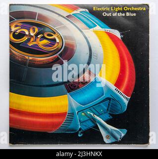 LP cover of Out of the Blue, studio album by the Electric Light Orchestra, which was released in 1977 Stock Photo - Alamy