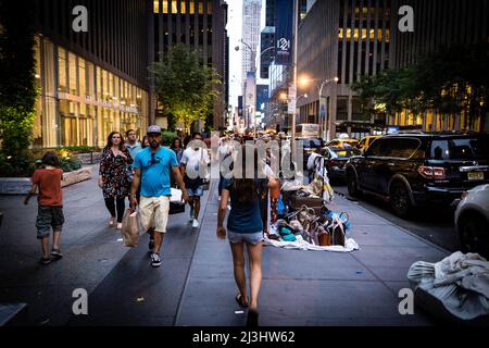 49 Street, New York City, NY, USA, Street Scene near Times Square Stock Photo