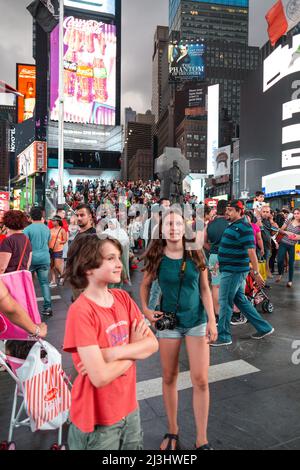 49 Street, New York City, NY, USA, Lots of People at Times Square at night Stock Photo
