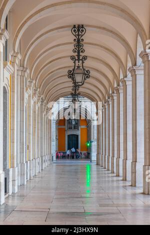 Detail of an arcade surrounding praca do comercio in Lisbon, Portugal.. Stock Photo