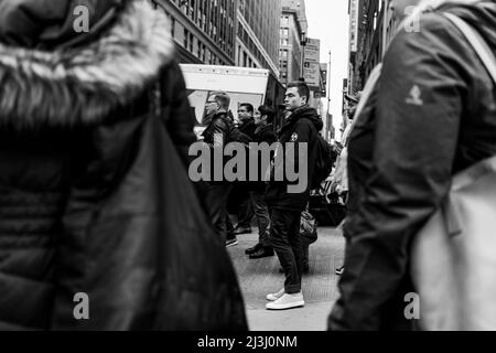 7 AV/W 37 ST, New York City, NY, USA, Street Photography - the people of New York Stock Photo