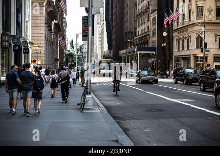 5 AVENUE & WEST 54 ST, New York City, NY, USA, Street Scene Stock Photo
