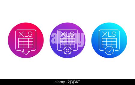 download xls document line icons for web and apps Stock Vector