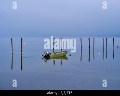 Foggy atmosphere at the Ammersee, Utting Stock Photo
