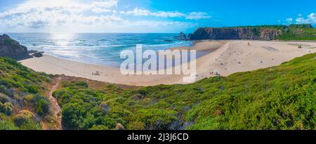 View of Praia de Odeceixe in Portugal Stock Photo
