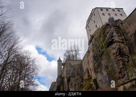 Germany, Saxony, Königstein, Königstein Fortress, storm clouds Stock Photo